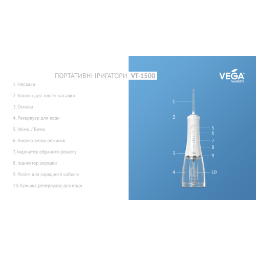 Портативний іригатор VEGA VT-1500 W