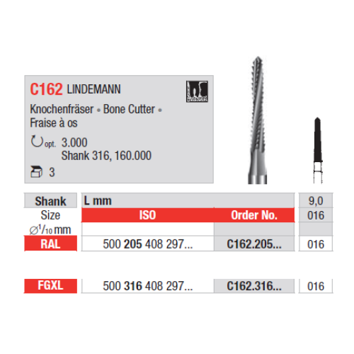 Фреза хирургическая С162.205.016 Edenta LINDEMANN