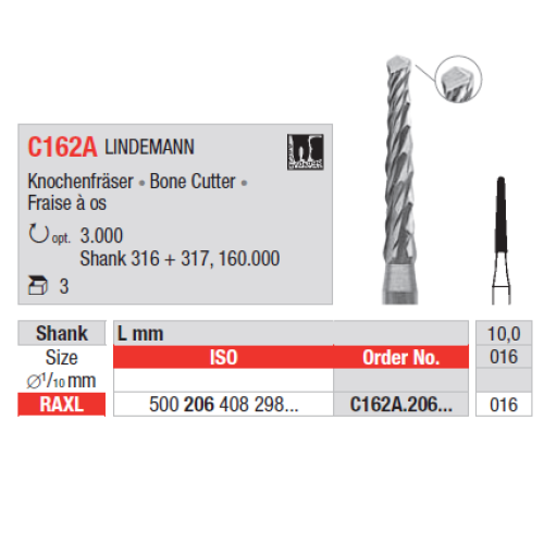 Фреза хирургическая С162A.206.016 LINDEMANN