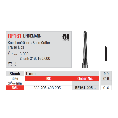 Фреза костная Edenta LINDEMANN RF161.205.016