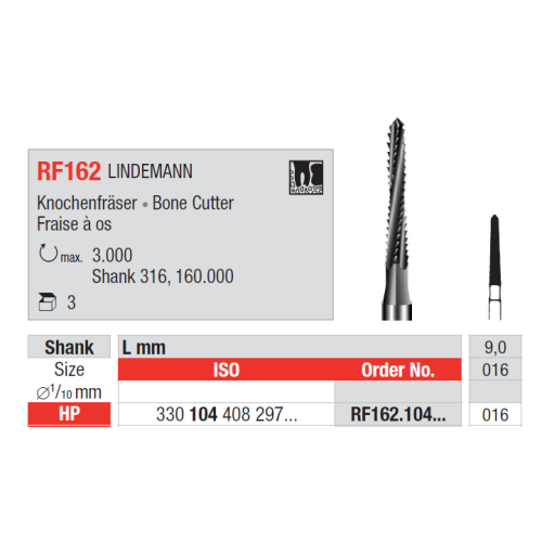 Твердосплавна хірургічна фреза Edenta LINDEMANN RF162.104.016