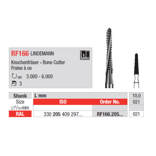 Фреза хирургическая цилиндр Edenta RF166.205.021 LINDEMANN