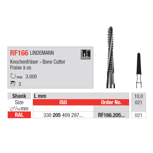 Твердосплавна хірургічна фреза Edenta RF166.205.021 LINDEMANN