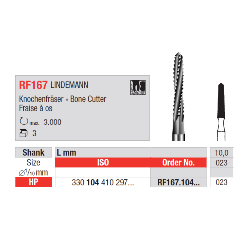 Твердосплавная хирургическая фреза Edenta LINDEMANN RF167.205.023