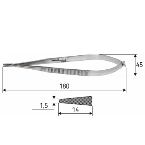 Голкотримач прямий з замком Castroviejo, 18 см  Surgicon, J-24-257