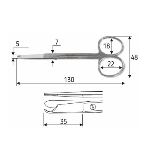 Ножницы Spencer для снятия шовного материала, 13 см, прямые Surgicon, J-22-224