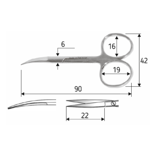 Ножницы операционные Iris, 9 см, загнутые Surgicon, J-22-582