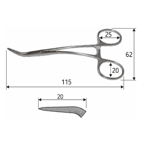 Зажим (корнцанг) Peet 11, 5 см, J-16-148 