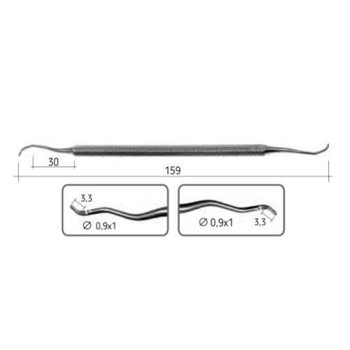 Скалер двухсторонний Лангера, рабочая часть 1-2 Surgicon, SD-1011-01
