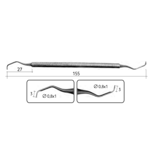Скалер двухсторонний Лангера, рабочая часть 5-6 Surgicon, SD-1013-05O