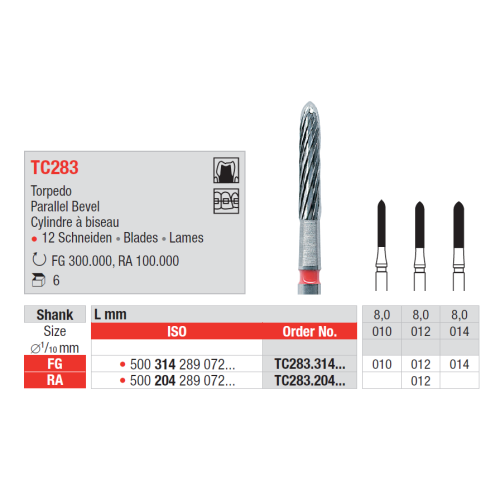 Бор стоматологический финишный Edenta TC283.314 торпедообразный