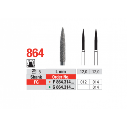 Алмазный бор EDENTA, пламя 864