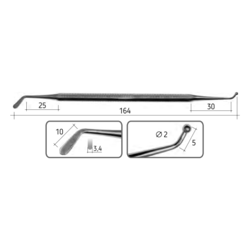 Штопфер гудзиковий - гладилка, вигнута по ребру, SD-1136-04