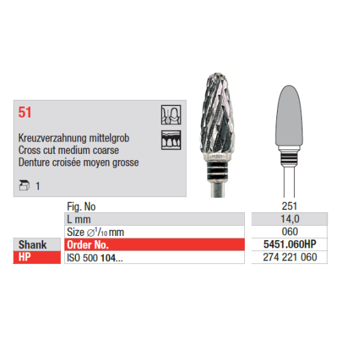 Фреза твердосплавная 5451.060 Edenta