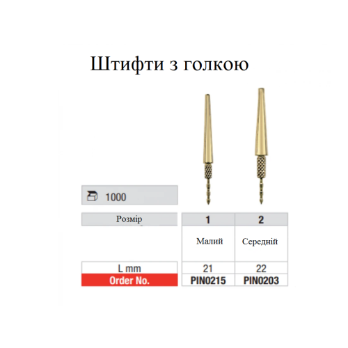 Штифты с иглой для разборных моделей Edenta PIN0215 PIN0203