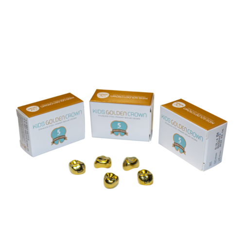Детские металлические коронки золотого цвета Kids Golden Crown E-LL-2 Shinhung , 5шт