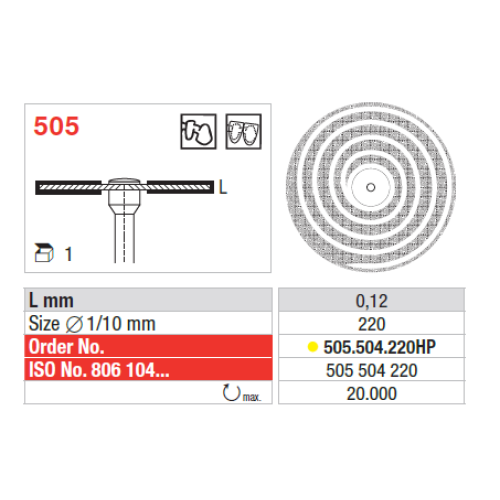 Диск алмазный двусторонний на дискодержателе  505.504.220, EDENTA